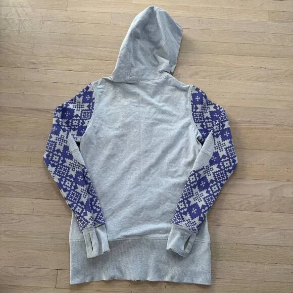 Lululemon Special Edition Fair Isle Scuba Hoodie Purple-Gray Knit Panels Size 12 - Picture 9 of 9